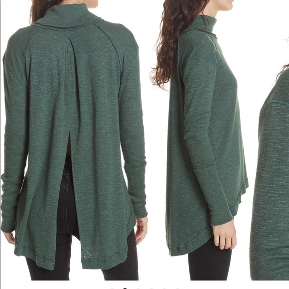 EUC Free People Split Back Turtleneck - Stone - Picture 9 of 11